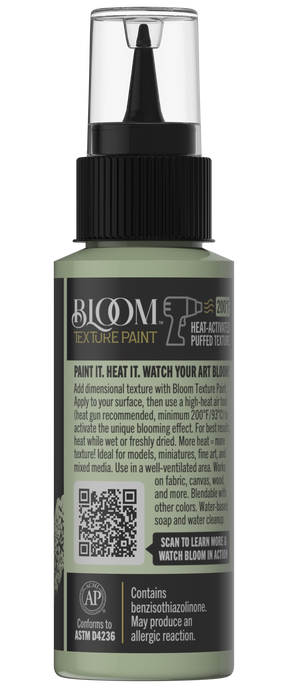 Retique It® Bloom Texture Paint 4-pack in mint green, showing textured paint cans with vibrant mint green color and artistic finish.