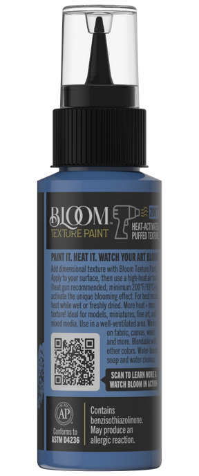 Retique It® Bloom Texture Paint 4-pack in Ultramarine Lift showing textured blue paint on a surface.