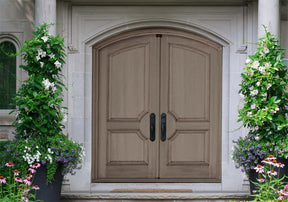 Retique It Wood'n Finish Kit in Harbor Gray, large multi-purpose smooth finish kit for wood surfaces on a double front door.
