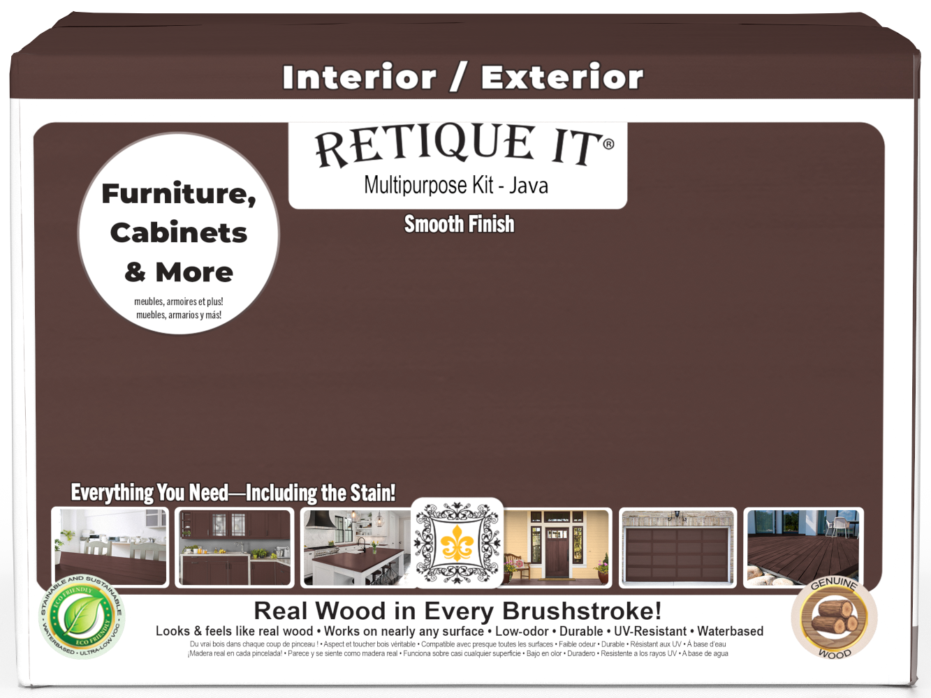 Retique It® Multi-purpose Smooth Finish Kit in Java, large set of wood finish tools and supplies for furniture refinishing.