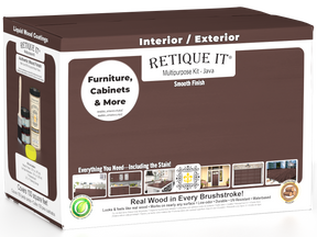 Large Java wood finish kit by Retique It® featuring smooth finish products for multi-purpose wood projects.