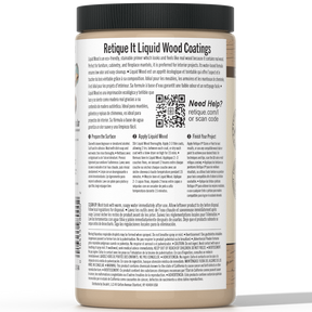 Liquid Wood interior paint by Retique It in a 32oz light shade, shown in a 3D product image.