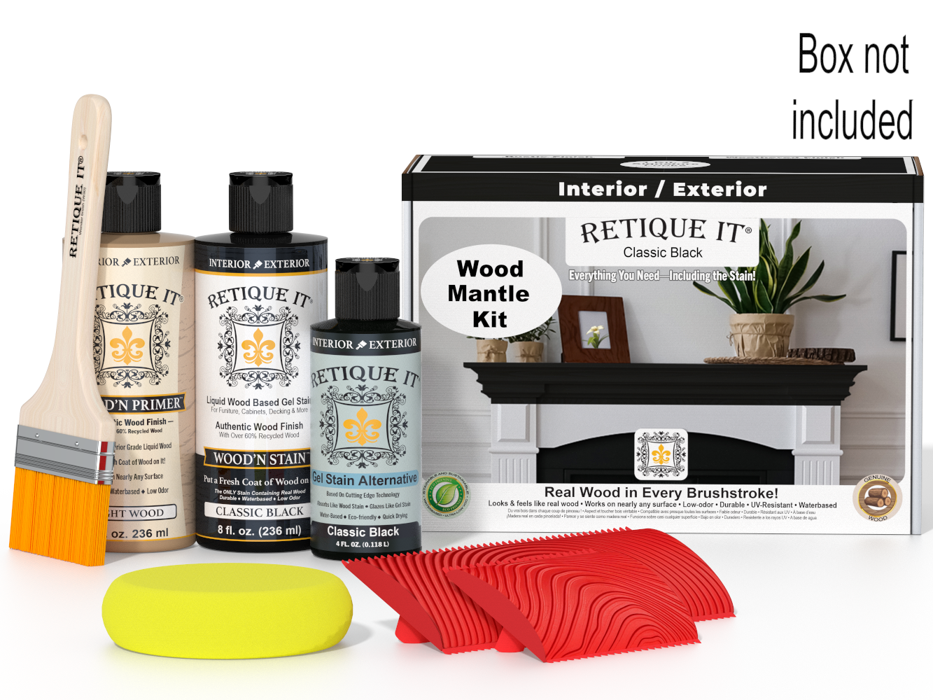 Fireplace Mantel Wood'n Finish Kit - Classic Black