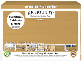 Retique It® Wood'n Finish Kit in Old Oak with four large containers, smooth finish for multi-purpose wood projects.