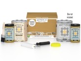 Retique It Multi-purpose Smooth Finish Kit in Old Oak for exterior wood top coating, includes four large containers with wood finish.