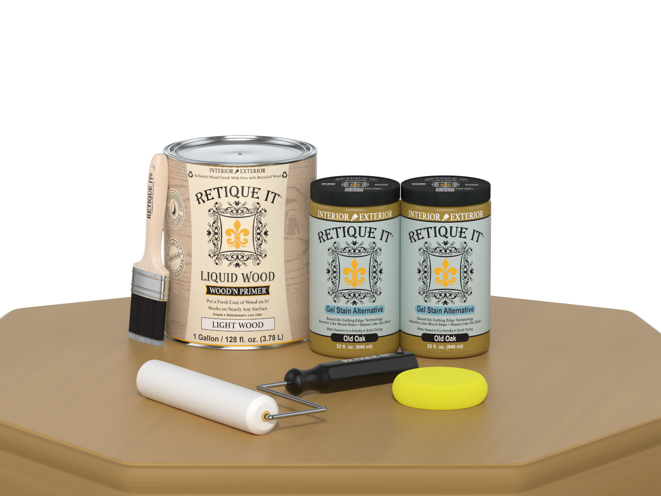 Retique It® Wood'n Cabinet Kit with 48 smooth Old Oak stained cabinet doors, featuring natural wood grain and stain finish.