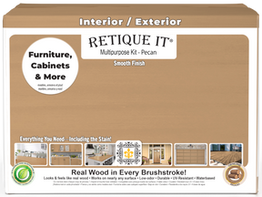Retique It® Multi-purpose Smooth Finish Kit in Pecan, 4-piece interior wood top coat set with a sleek finish and easy application.