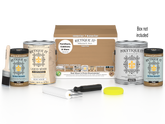 Retique It Multi-purpose Smooth Finish Kit with four large Pecan exterior top coat wood finish bottles and application tools.