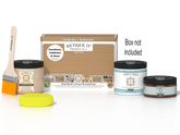 Retique It® Multi-purpose Smooth Finish Kit in Pecan for interior wood top coating, includes wood finish and application tools.