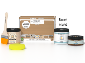 Retique It® Multi-purpose Smooth Finish Kit in Pecan for interior wood top coating, includes wood finish and application tools.
