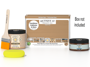 Retique It® Multi-purpose Smooth Finish Kit in Pecan for wood finishing, includes tools and supplies for a smooth, professional look.