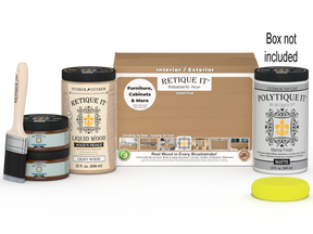 Large Pecan wood finish kit from Retique It® with exterior top coat and matte smooth finish, ideal for multi-purpose wood projects.
