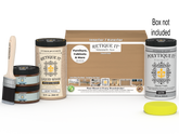 Large Pecan Multi-purpose Smooth Finish Kit by Retique It for exterior wood top coat, includes wood finish products and tools.