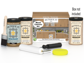 Retique It® Wood'n Cabinet Kit with 24 smooth pecan stained cabinet doors, showcasing natural wood grain and finish.