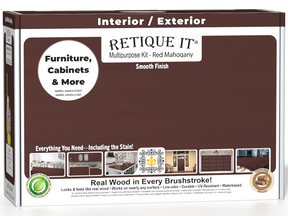Retique It® Multi-purpose Smooth Finish Kit in Red Mahogany for interior wood top coating, includes wood finish components.