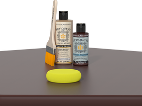 Retique It® Multi-purpose Smooth Finish Kit in Red Mahogany for wood finishing, shown on a table surface.