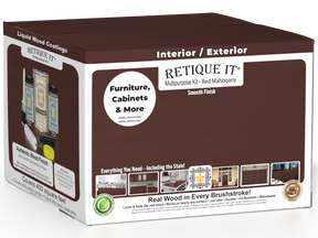 Retique It Multi-purpose Smooth Finish Kit in Red Mahogany for exterior wood, includes four large wood finish top coat bottles.