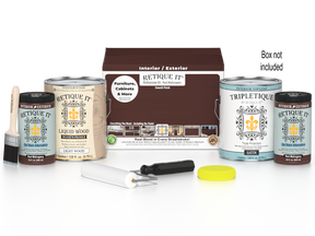 Retique It® Multi-purpose Smooth Finish Kit in Red Mahogany for interior wood projects, includes four large top coat bottles.