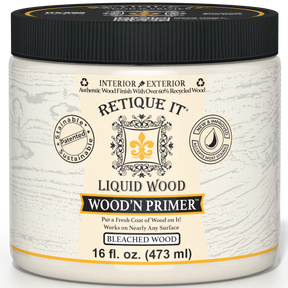 Retique It® Wood'n Primer in Bleached Wood finish, a primer for wood surfaces with a light, bleached appearance.