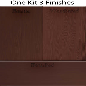 Swatches of Red Mahogany Wood'n Finish Kit by Retique ItÂ® showing four interior top coat finishes on wood samples.