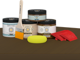 Retique It® Wood'n Kit in Dark Pecan, interior top coat for wood furniture, shown on a table surface with a matte finish.