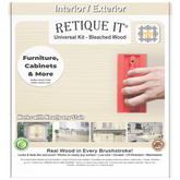 Retique It Universal Liquid Wood Kit in bleached wood finish, showing the front of the box with application tools and product details.