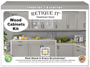 Retique It® Weathered Wood Wood'n Cabinet Kit with 48 smooth doors, ideal for staining and cabinet renovation projects.