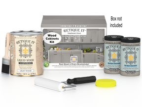Weathered Wood Wood'n Cabinet Kit with 48 smooth doors by Retique It® for staining and finishing kitchen cabinets.