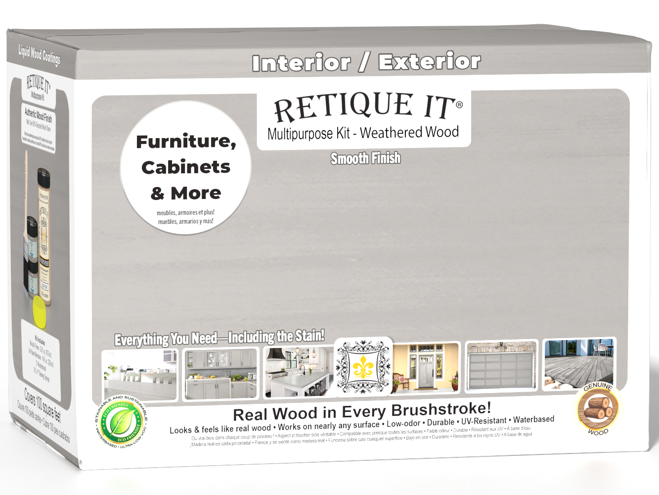Large Weathered Wood Multi-purpose Smooth Finish Kit by Retique It® for wood furniture and decor restoration.