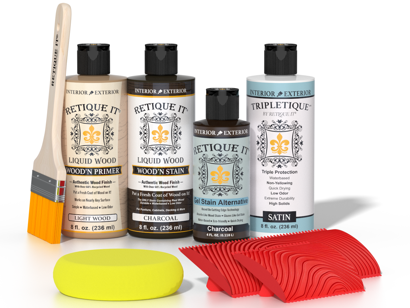 Retique It® Wood'n Finish Kit Multi-purpose interior top coat in charcoal for wood surfaces, part of the Wood'n Kit collection.