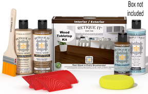 Retique It® Tabletop Wood'n Finish Kit in Dark Oak stain with application box, designed for wood finishing and refinishing projects.