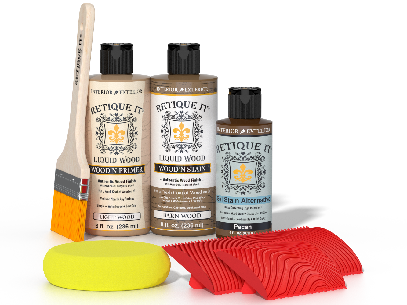 Retique It® Wood'n Finish Kit in Modern Walnut, a multi-purpose wood finishing kit with a 3D wood grain effect.