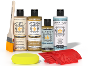 Retique It® Wood'n Finish Kit in Old Oak for interior top coat, featuring wood stain and finish components in a multi-purpose kit.