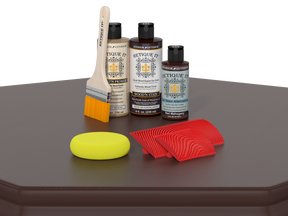 Red Mahogany Wood'n Finish Kit by Retique It® for multi-purpose wood finishing, shown on a table in the image.