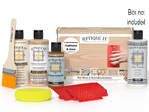 Retique It Wood'n Finish Kit in Oak, includes tools and supplies for wood finishing projects, shown in a box with branding.