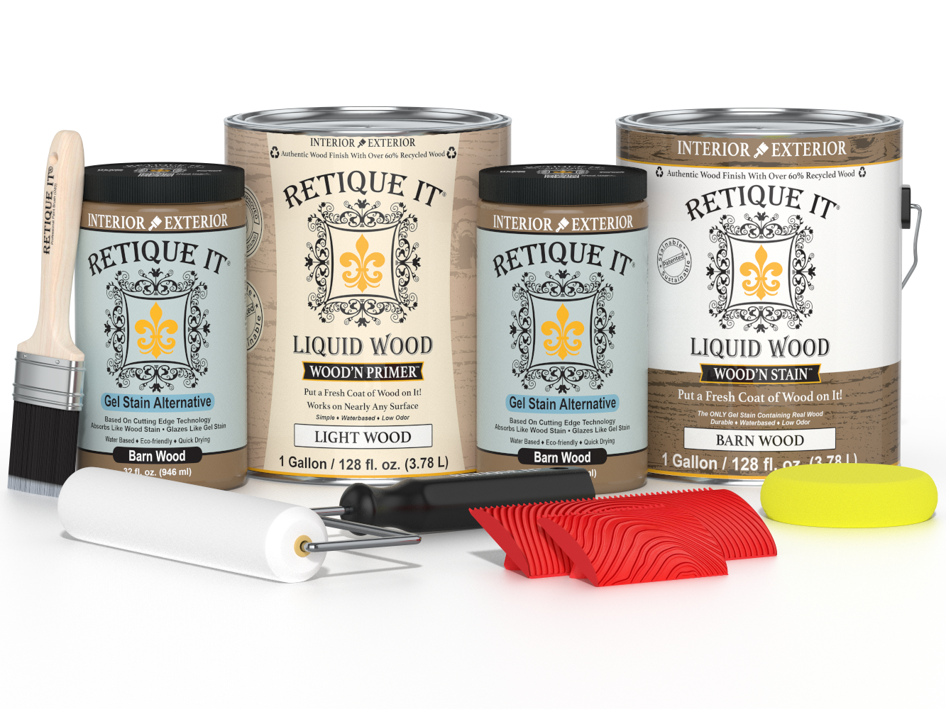 Retique It Wood'n Cabinet Kit with 48 barn wood grain stained cabinet doors, showcasing natural wood texture and rich barn wood finish.
