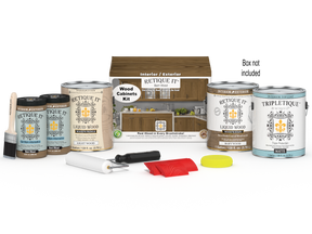Retique It® Wood'n Cabinet Kit with 48 barn wood-grained stained cabinet doors and box for rustic kitchen or bathroom cabinets