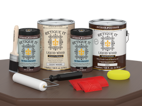 Retique It® Wood'n Finish Kit Java with four large containers, designed for multi-purpose wood finishing projects.