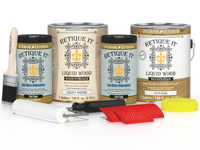 Retique It® Wood'n Cabinet Kit with 48 grained Old Oak stained cabinet doors, showcasing natural wood grain and finish.