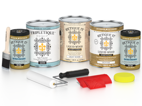 Retique ItÂ® Wood'n Kit in Old Oak for interior top coat, includes four large bottles of wood finish with satin sheen.