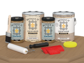 Retique It® Wood'n Cabinet Kit in pickled oak stain showing grained wood finish on cabinet door for kitchen renovation.