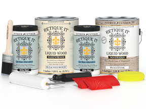 Sun-bleached Wood'n Cabinet Kit with 48 grained cabinet doors from Retique It® Wood'n Finish Kits, featuring a natural wood grain appearance.