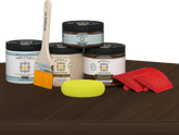 Retique It® Wood'n Kit in Black Walnut finish with interior top coat, shown on a table for multi-purpose wood finishing.
