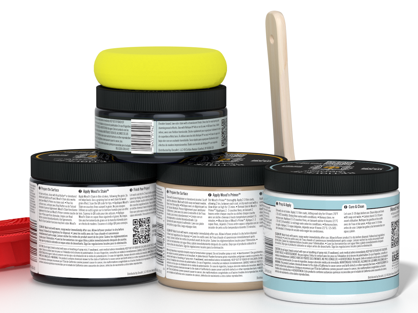 Back view of Retique It® Wood'n Finish Kit Multi-purpose Wood'n Kit (Med) in Classic Black with interior top coat, showing product packaging.