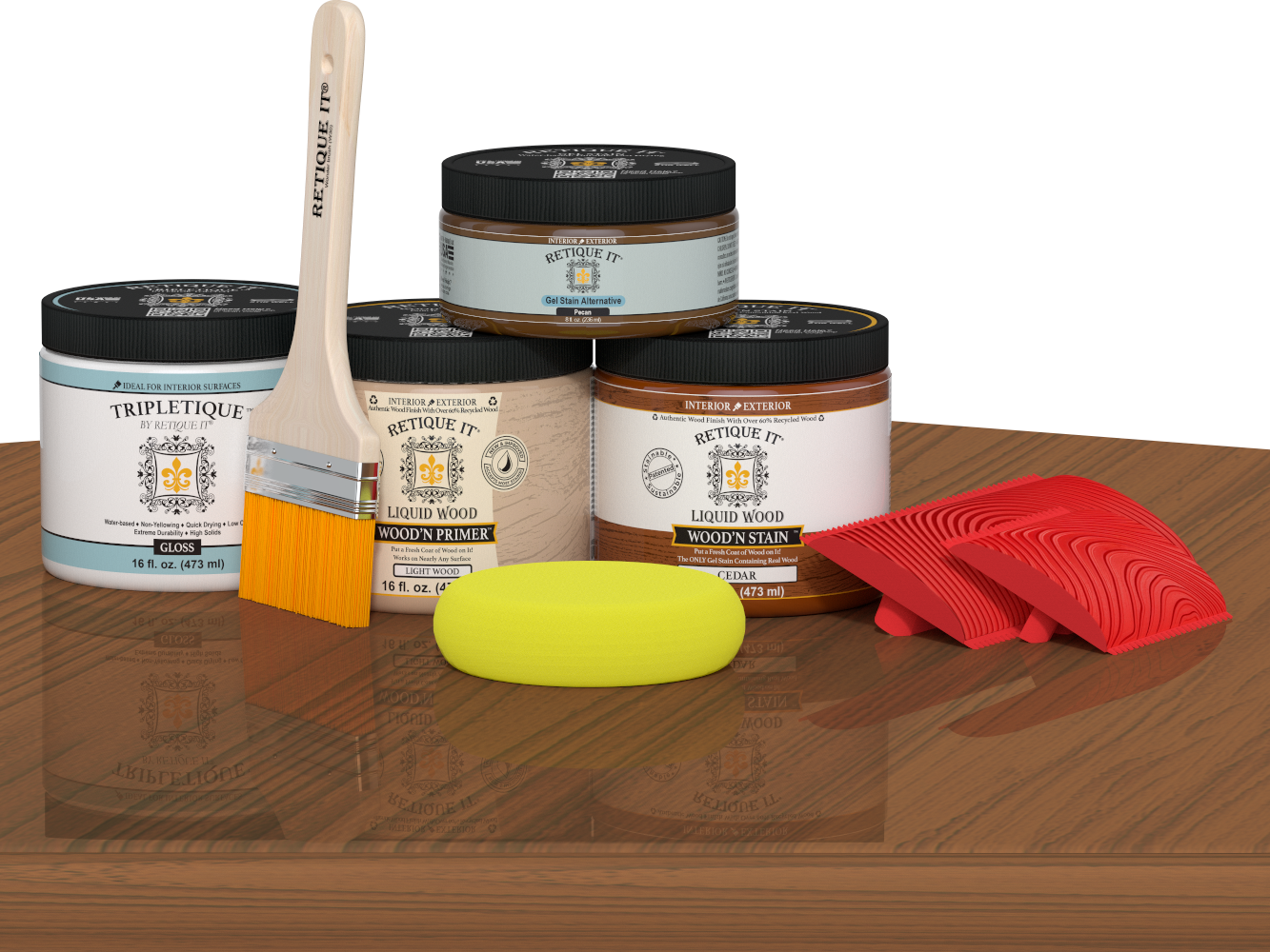 Retique It® cedar stain countertop kit for kitchen island, showing a stained wooden surface with natural cedar finish.
