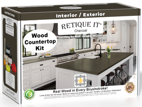 Retique It® charcoal countertop kit for kitchen island, featuring stain application and finishing options for a stylish look.