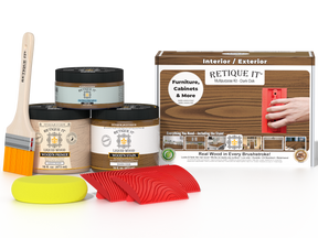 Medium dark oak Wood'n Finish Kit by Retique It® for multi-purpose wood finishing projects, shown in the product image.
