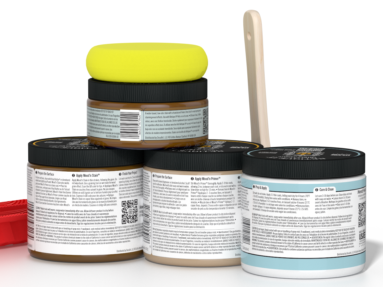 Retique It® Wood'n Kit in Dark Oak for interior top coat, showing the back of the Multi-purpose Wood'n Finish Kit.