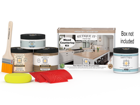 Retique It® French Oak countertop kit for kitchen islands with stain, featuring a natural wood finish and included accessories.