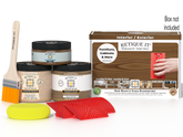 Retique It® Wood'n Finish Kit in Modern Walnut for multi-purpose wood finishing, includes box with tools and supplies.